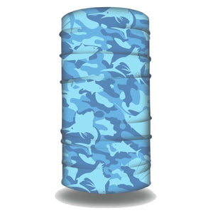 Bluefin Seamless UV Protective Face Shield & Neck Gaiter - Fish Camo Blue