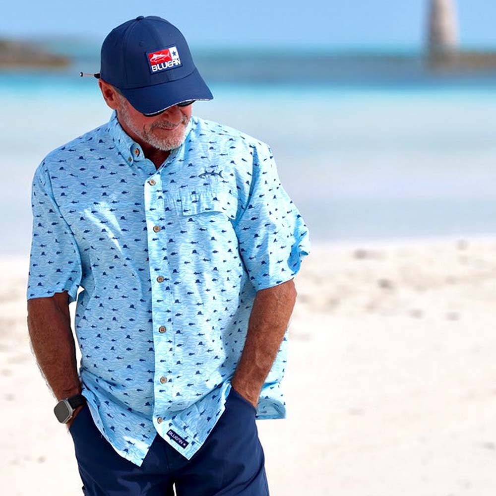 Bluefin Printed Sea Short Sleeve UV Protective Performance Sport Shirt