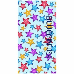 Bluefin Seamless UV Protective Face Shield & Neck Gaiter - Colored Stars Blue