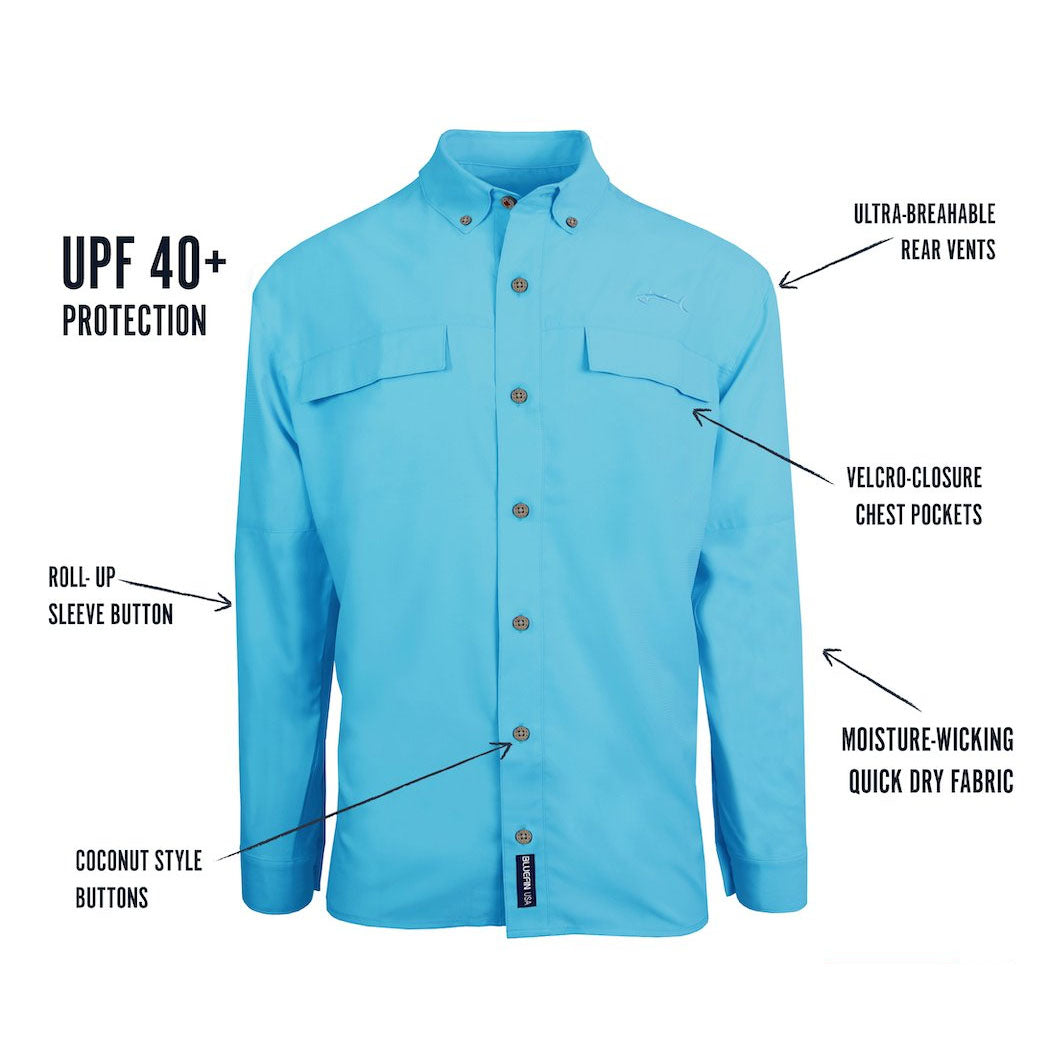 Bluefin Long Sleeve UV Protective Performance Sport Fishing Shirt