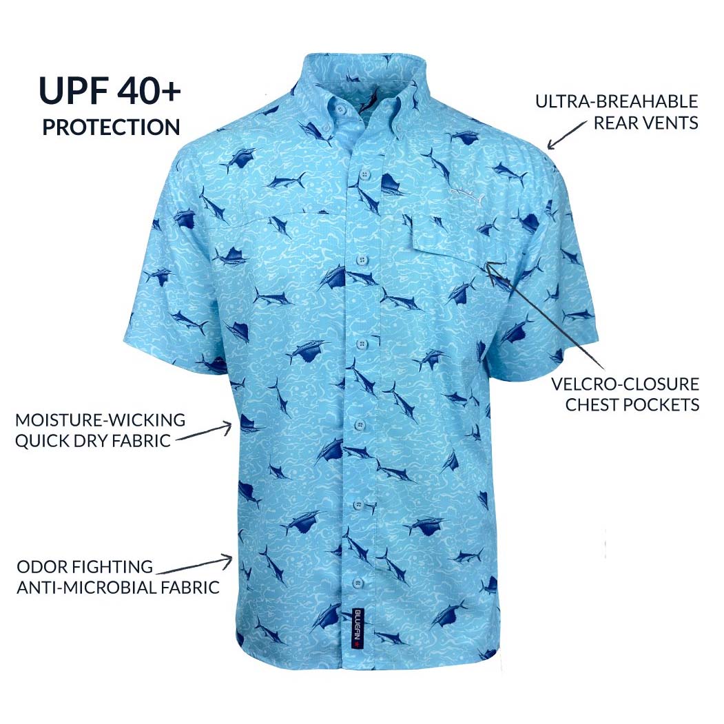 Bluefin Printed Sea Short Sleeve UV Protective Performance Sport Shirt