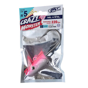 Fiiish Crazy Monster Sandeel Tuna Lures - 100g Crazy Monster Jig Heads Pink/White 1 Pack