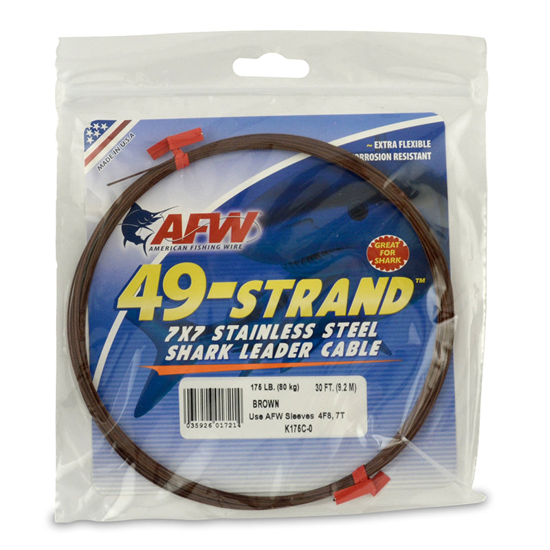 AFW 49-Strand Stainless Steel Shark Leader Wire Cable 30'