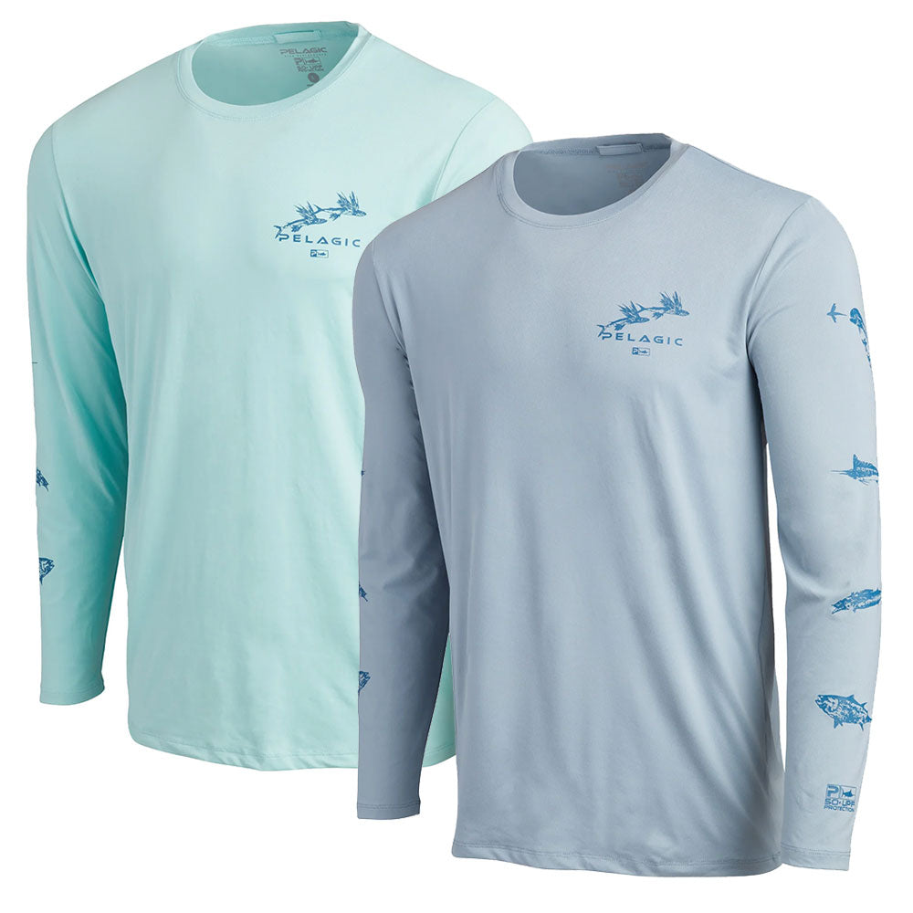 Pelagic Stratos Gyotaku Marlin Long Sleeve Performance Shirt