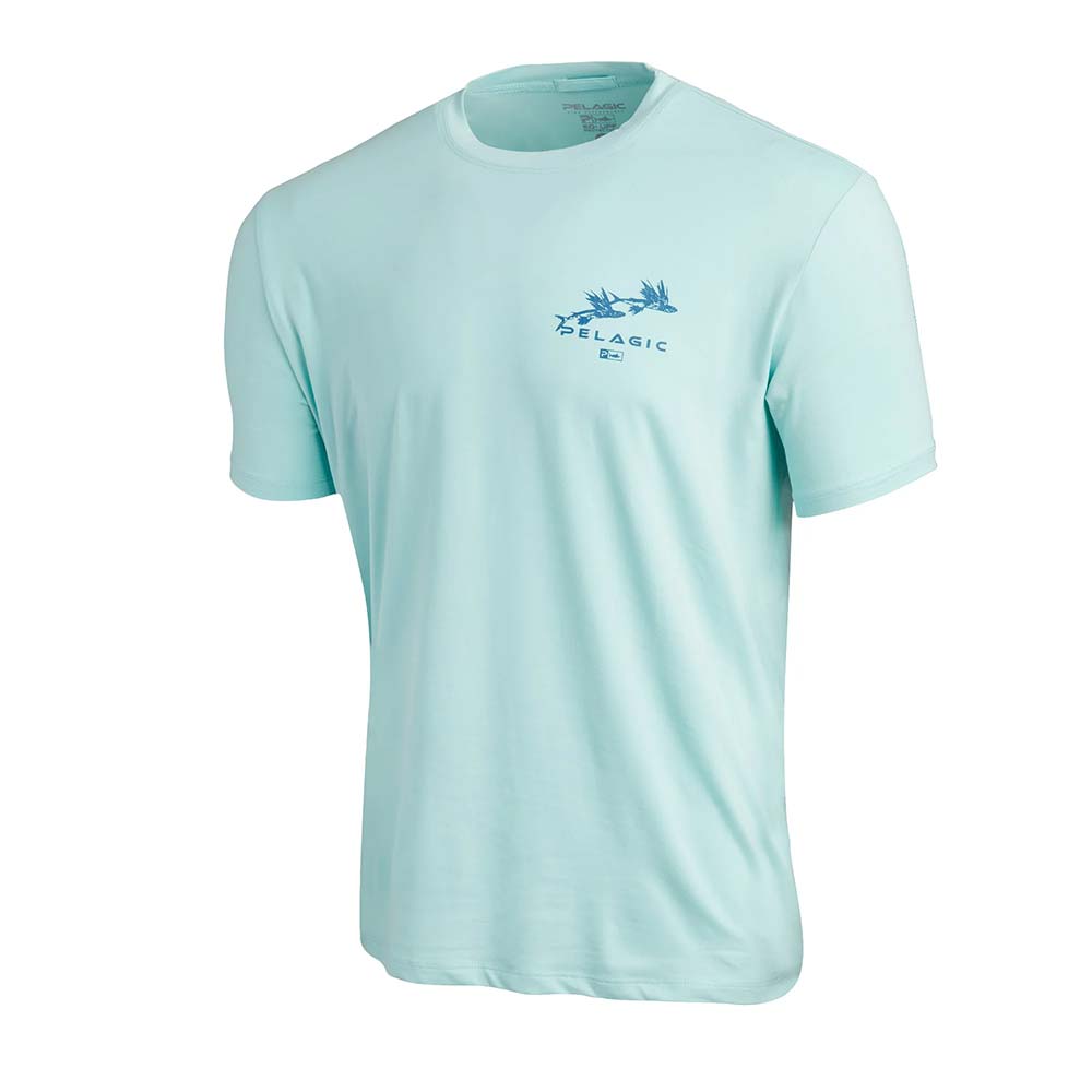 Pelagic Stratos Gyotaku Marlin Short Sleeve Performance T-Shirt - Turquoise / Medium