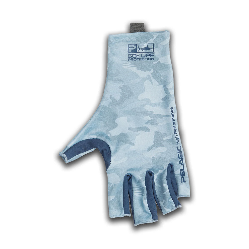Pelagic Sun Protection Gloves - Fish Camo Slate Blue / M/L