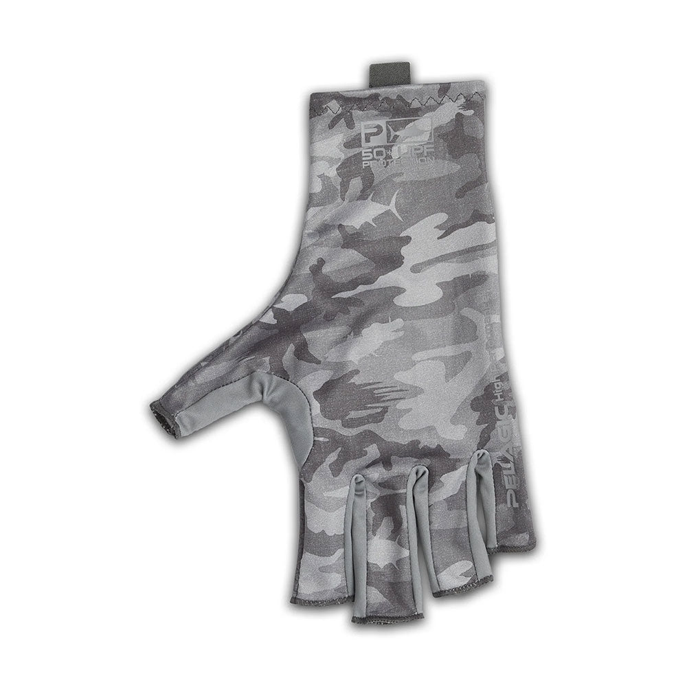 Pelagic Sun Protection Gloves, Fish Camo Light Grey / M/L
