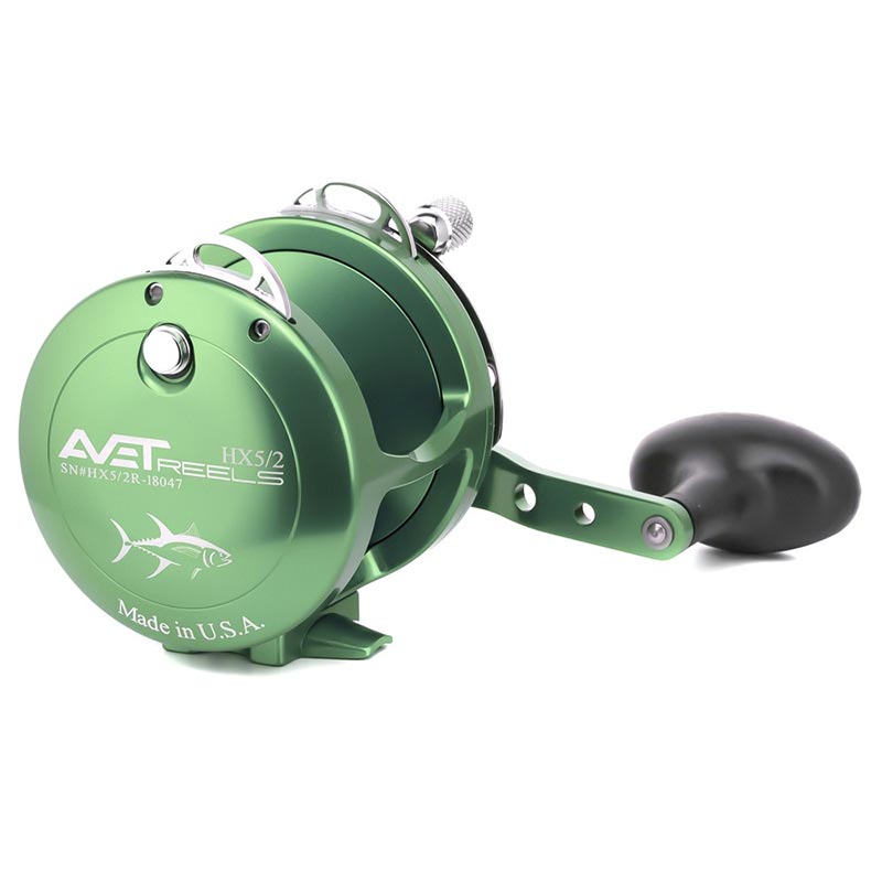 Avet HX 5/2 Two-speed Fishing Reel, Green Right Hand