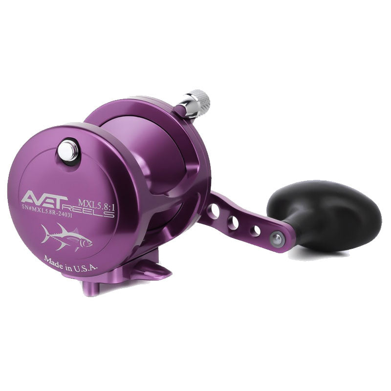 Avet G2 MXL 5.8 Fishing Reel - No Glide Plate - Purple Right Hand