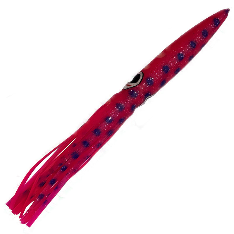 Braid Bulbhead Squid - 9" Pink Glitter/Blue Spots