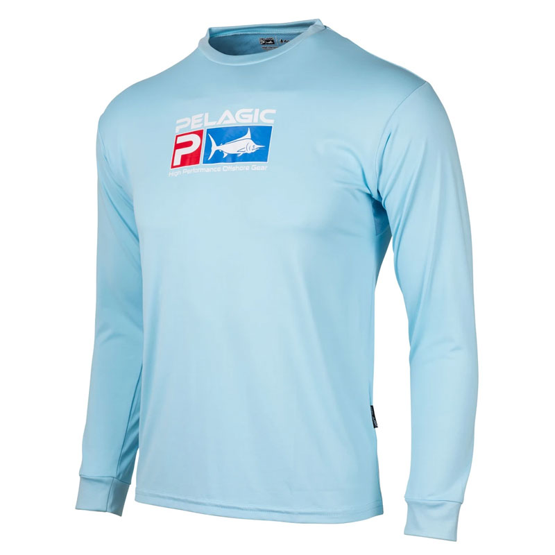 Pelagic Aquatek Performance UV Fishing Shirt - Light Blue Medium