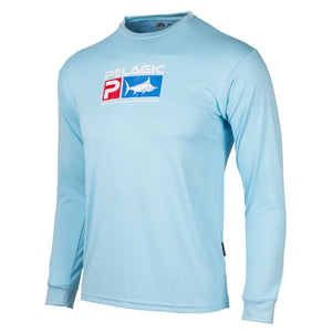 Pelagic Aquatek Performance UV Fishing Shirt - Light Blue Medium
