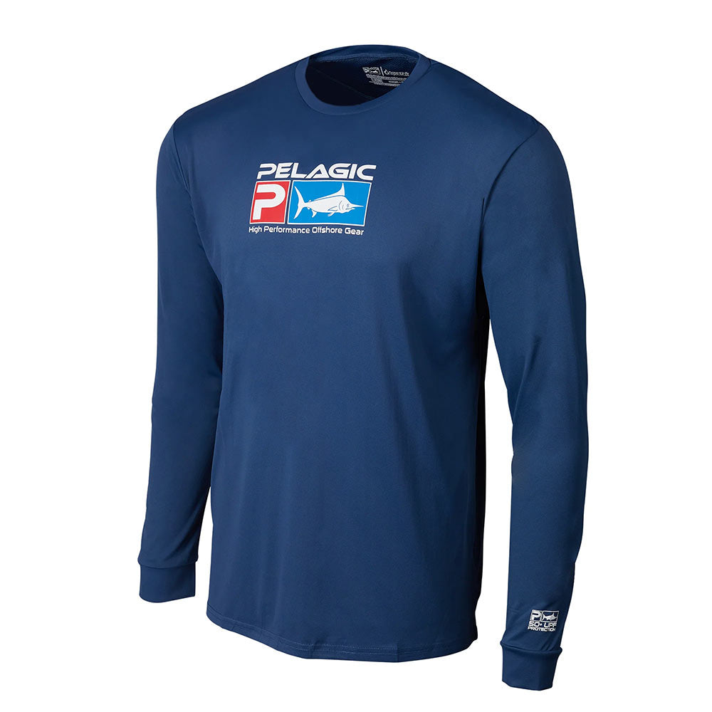 Pelagic Aquatek Performance UV Fishing Shirt - Smoke Blue Medium