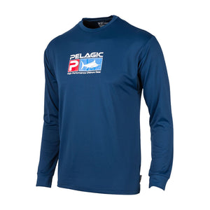 Pelagic Aquatek Performance UV Fishing Shirt - Navy Medium