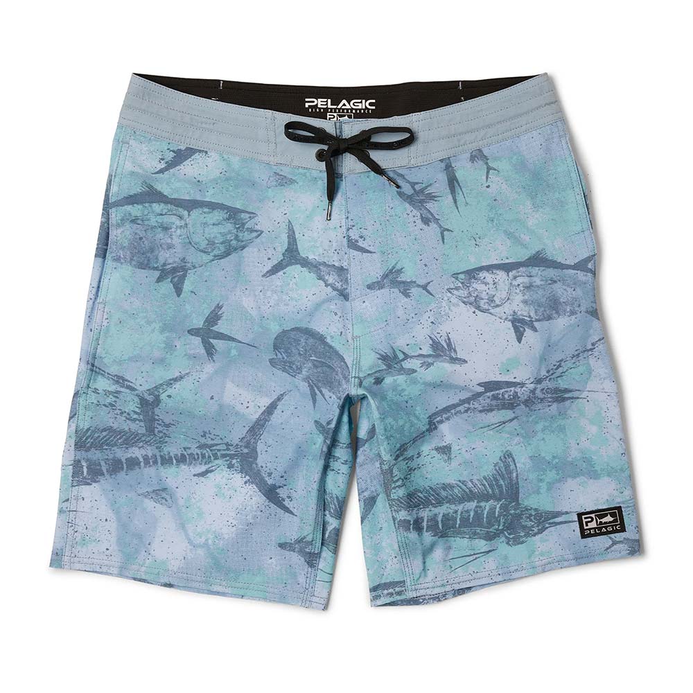 Pelagic Deep Drop Boardshorts - Open Seas Camo Blue / 32" waist