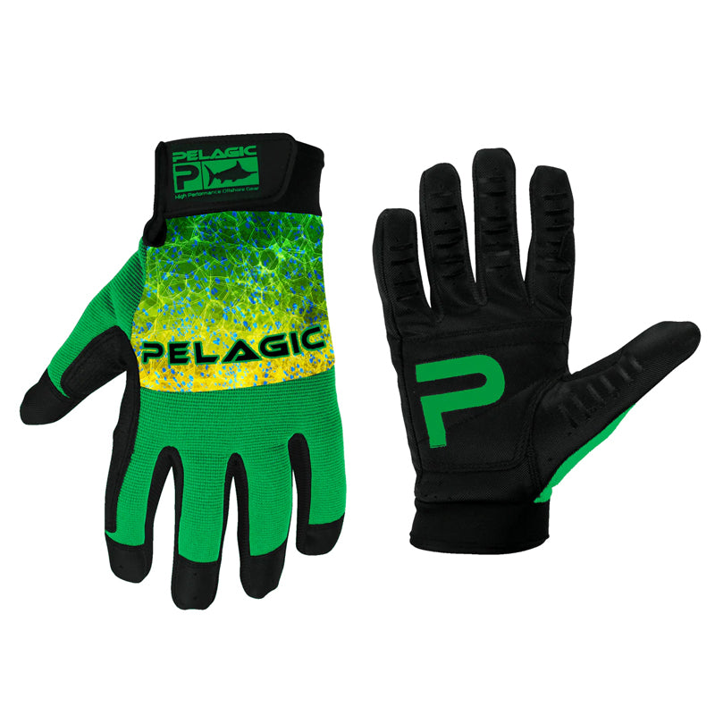 Pelagic End Game Pro Fishing Gloves - End Game Pro Gloves Dorado Green L/XL
