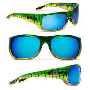 Pelagic Fish Hook Polarised Sunglasses - Frame-Green Dorado Lens-Blue Mirror