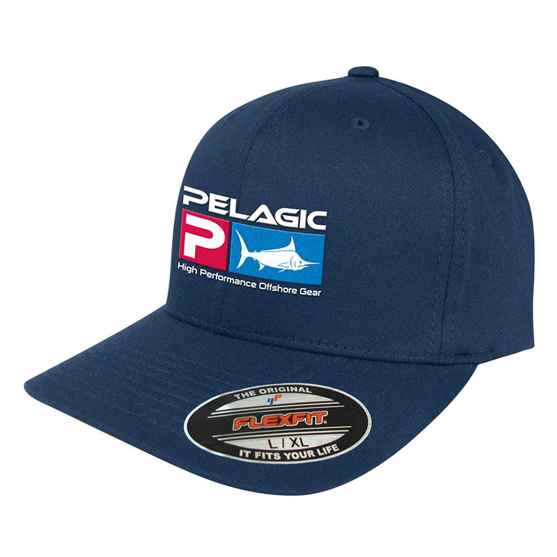 Pelagic Deluxe Logo Flexfit Fishing Cap / Hat - L/XL Navy