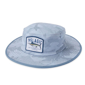 Pelagic Sunsetter Pro Fishing Hat - Fish Camo Slate Blue/Grey