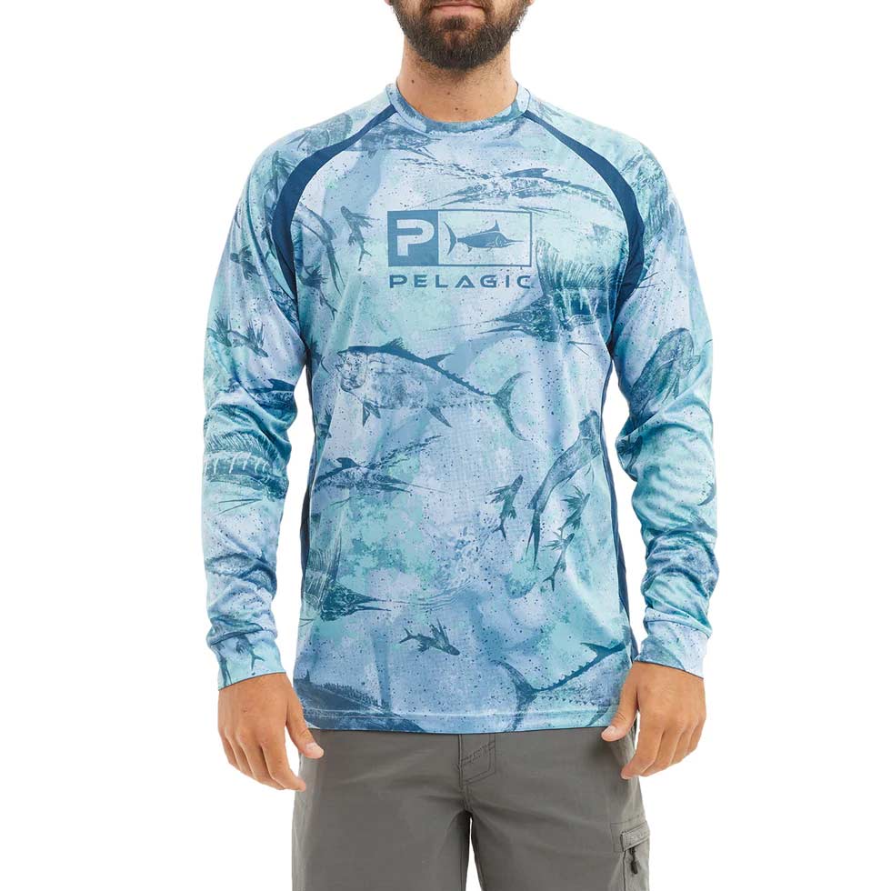 Rig & Water Performance Men's Long Sleeve Fishing Shirt Blue Size