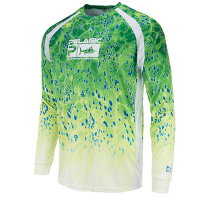Pelagic Vaportek Performance UV Fishing Shirt - Dorado Green Medium