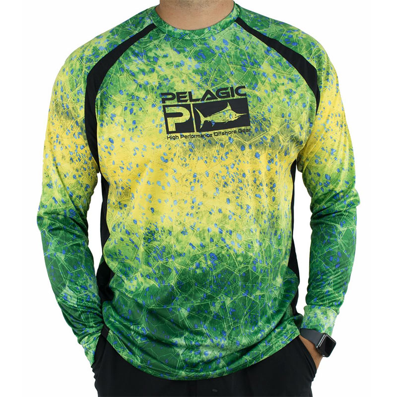 Pelagic Vaportek Performance UV Fishing Shirt - Dorado Hex Green Medium