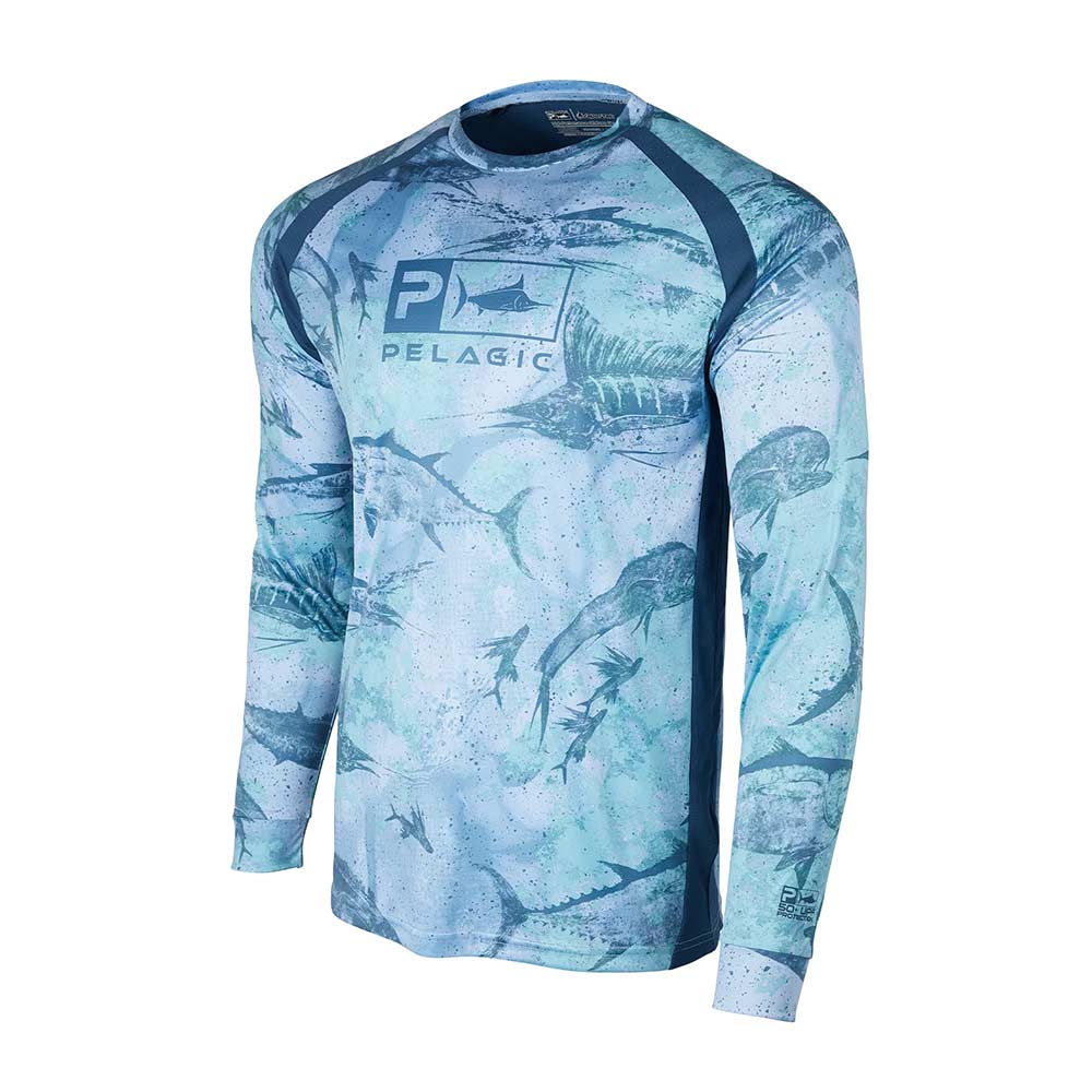 Pelagic Vaportek Performance UV Fishing Shirt, Open Seas Blue Large