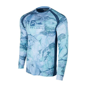 Pelagic Vaportek Performance UV Fishing Shirt - Open Seas Blue Medium